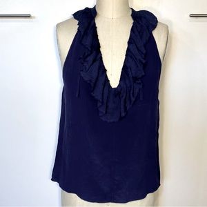 gf by Geren Ford Navy Blue Sleeveless Silk Blouse - size S